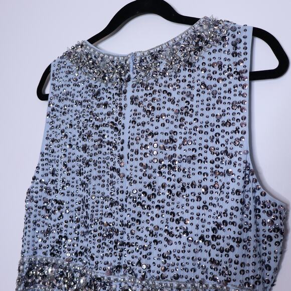 MAC DUGGAL NEW 10839 Sequined Sleeveless Floor LengthDress Slate Blue Women's 8 - Picture 8 of 12